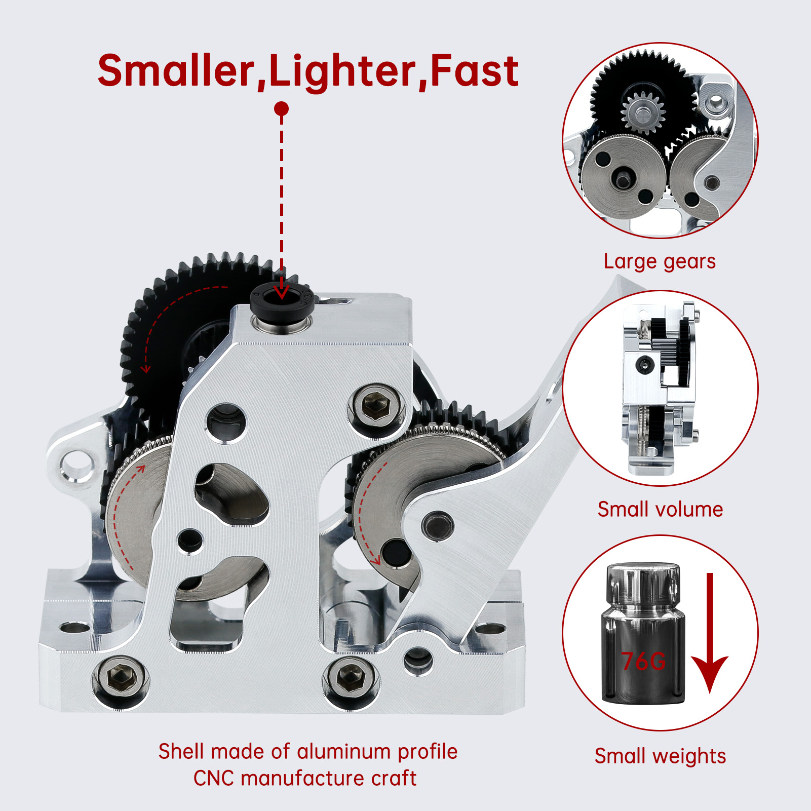 Direct Drive Dual Gear Extruder High Speed - HGX LITE 듀얼 기어 하드 스틸